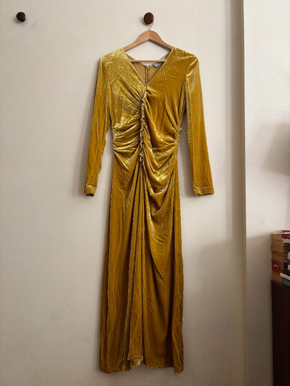 Rachel Comey Gold Velvet Dress W/ Matching Feather Boa
